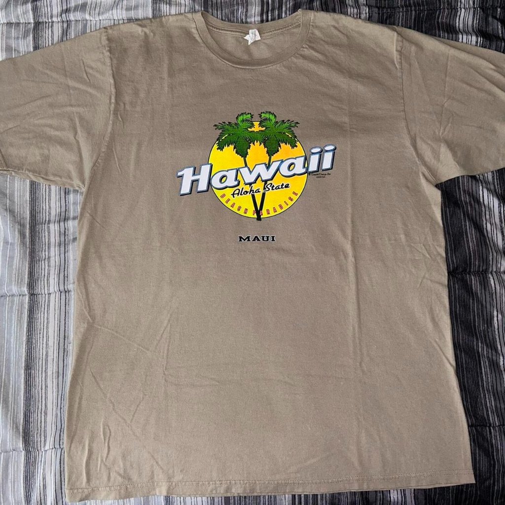 Hawaii Beach Paradise Essential Tan T-Shirt Size Large
